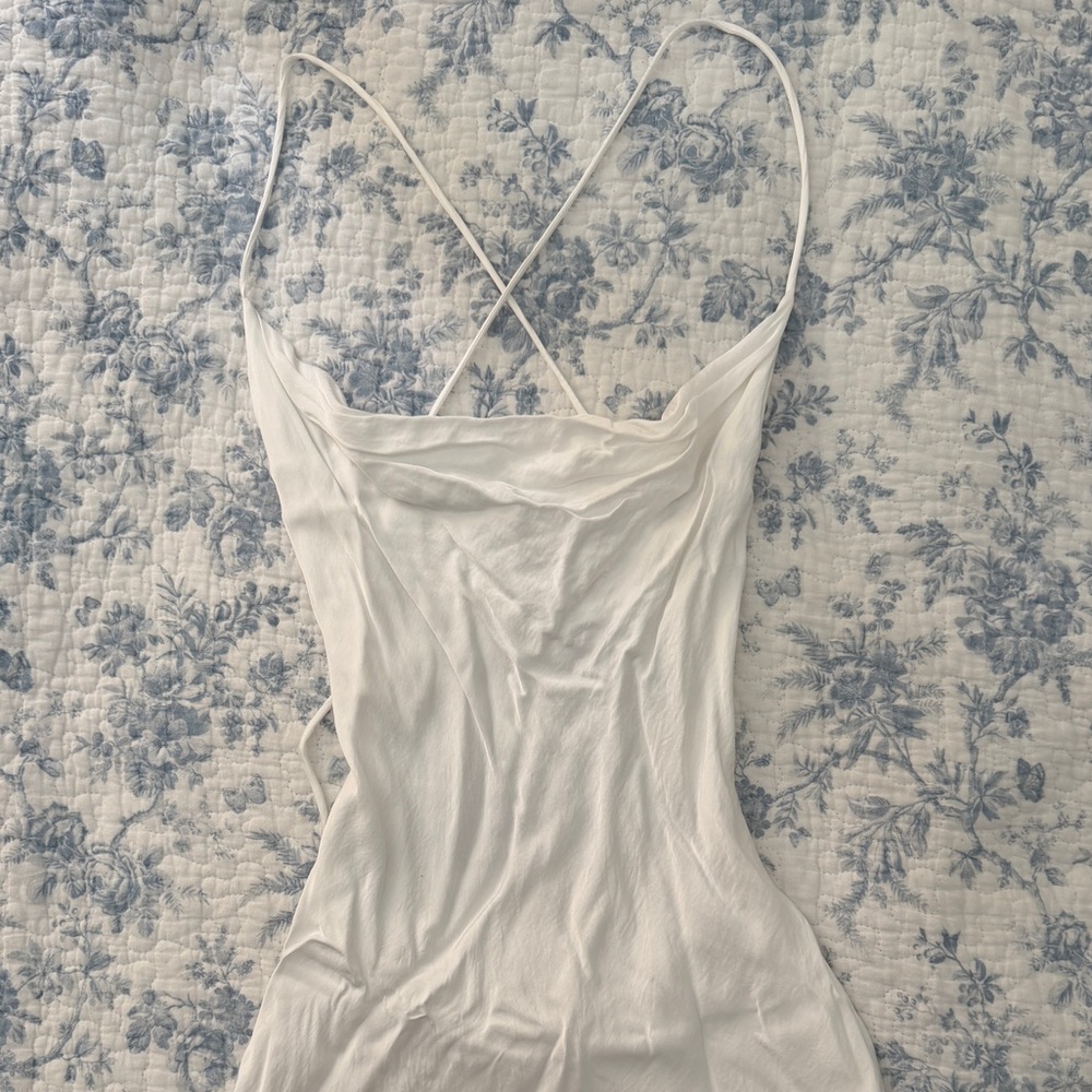 Olivaceous White Squareneck Mini Dress